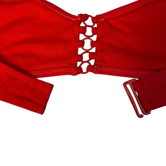 Red Halter Bikini Top with adjustable Straps Size Small - Picture 3 of 5